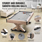 Billiards Table Combo Set, 7ft 3-in-1 Multi Game Table With Dining, Pool, And Tennis Table, Includes Full Set Of Accessories, Wood Color With Grey Cloth, Perfect For Family Game Room Kids Adults