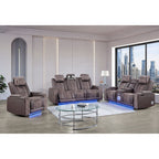 Power Reclining Loveseat with Bluetooth Speaker and Power Headrest - Black, Dark Brown, Dark Gray