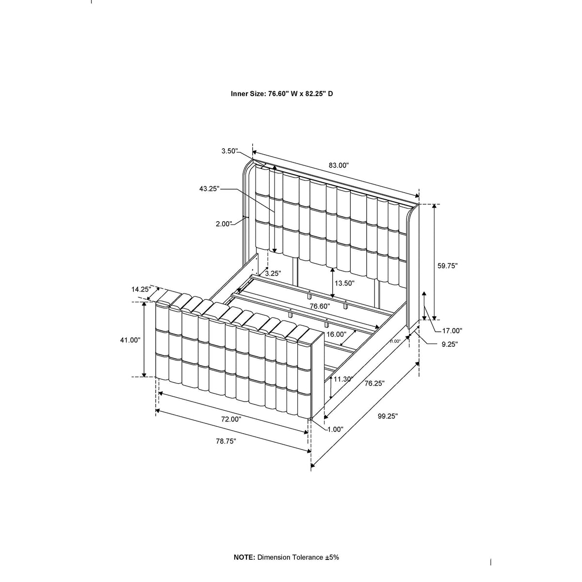 Isaiah - Bed With TV Lift-LED Speakers And Fireplace