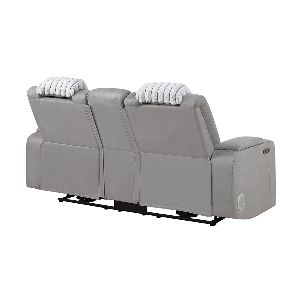 Power Reclining Loveseat with Bluetooth Speaker and Power Headrest - Black, Dark Brown, Dark Gray