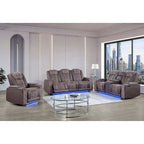 Power Reclining Loveseat with Bluetooth Speaker and Power Headrest - Black, Dark Brown, Dark Gray