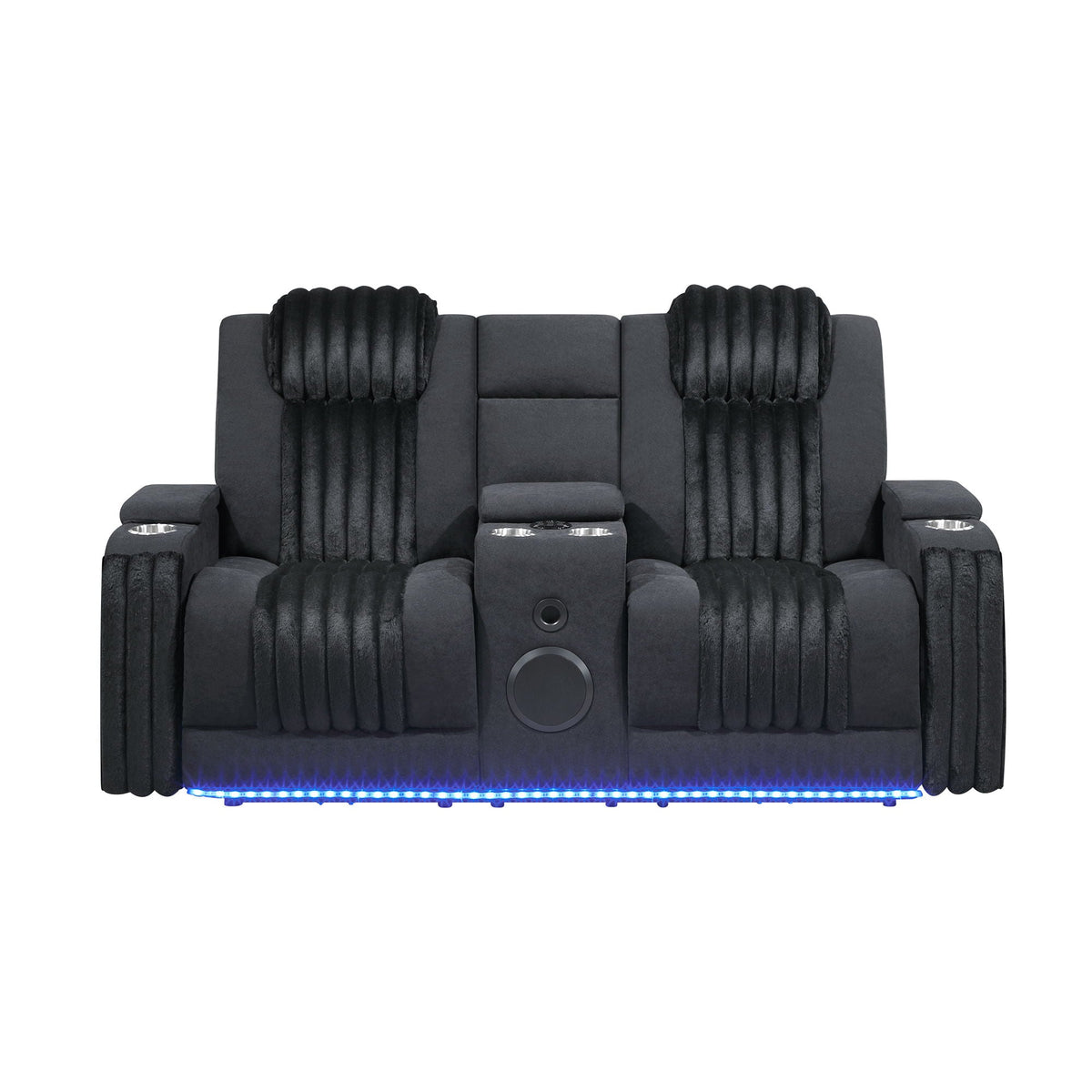 Power Reclining Loveseat with Bluetooth Speaker and Power Headrest - Black, Dark Brown, Dark Gray