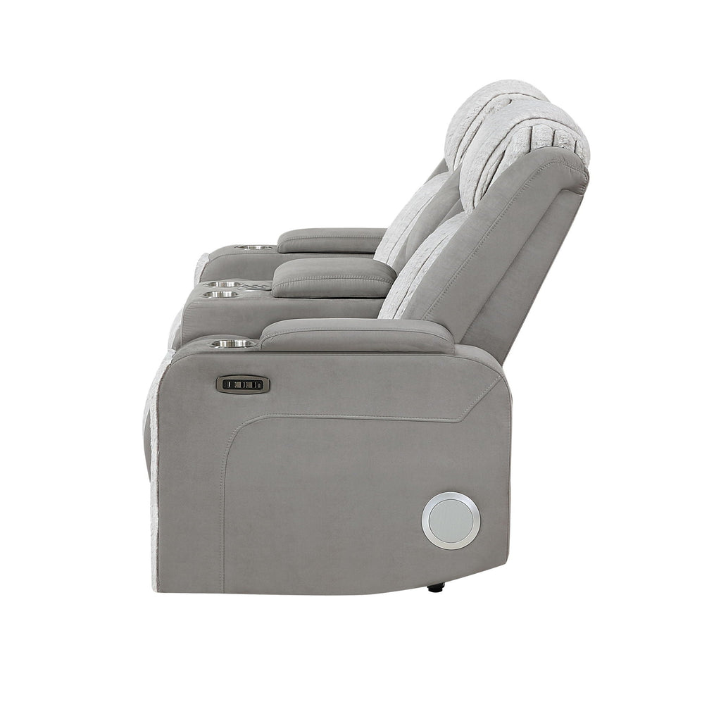 Power Reclining Loveseat with Bluetooth Speaker and Power Headrest - Black, Dark Brown, Dark Gray