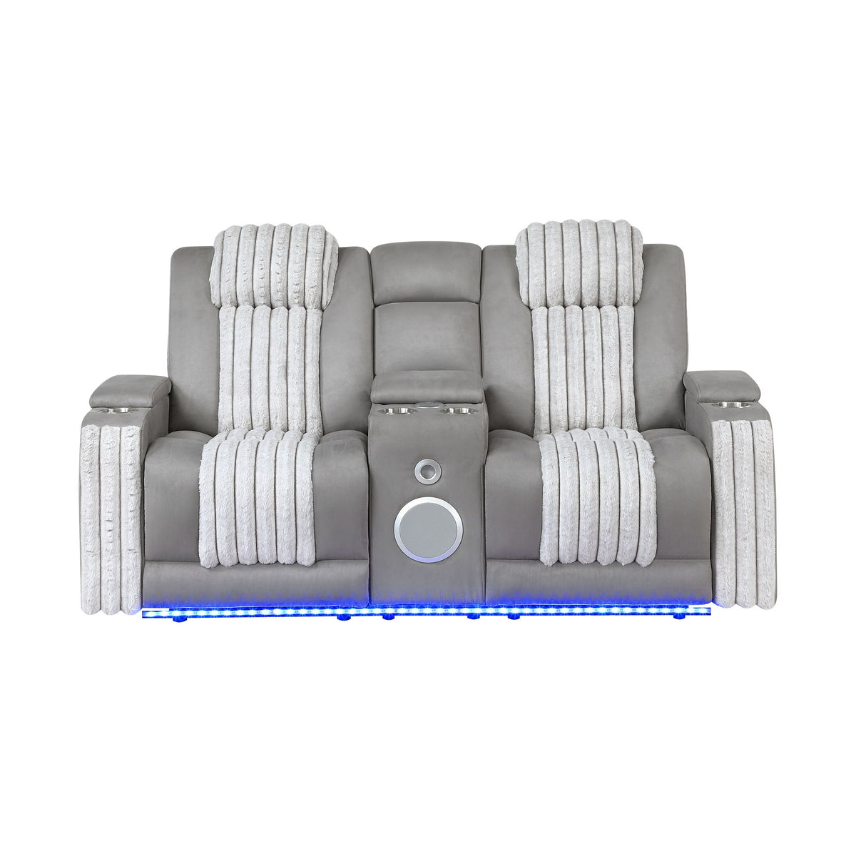 Power Reclining Loveseat with Bluetooth Speaker and Power Headrest - Black, Dark Brown, Dark Gray