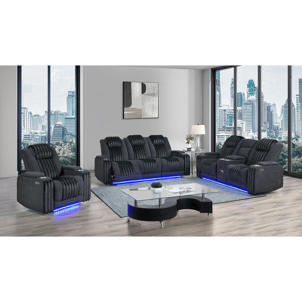 Power Reclining Loveseat with Bluetooth Speaker and Power Headrest - Black, Dark Brown, Dark Gray