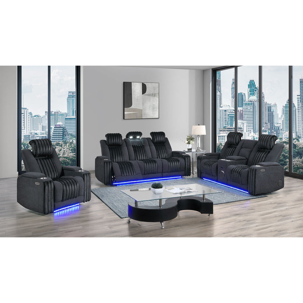 Power Reclining Loveseat with Bluetooth Speaker and Power Headrest - Black, Dark Brown, Dark Gray
