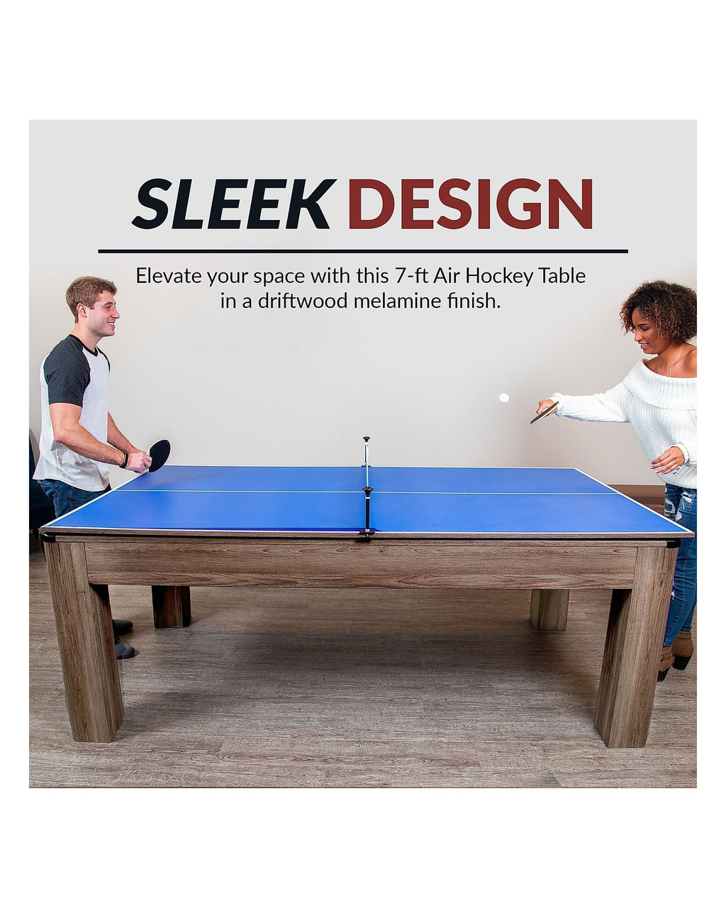 Hathaway Driftwood 7-ft Air Hockey Table Combo w/ Benches