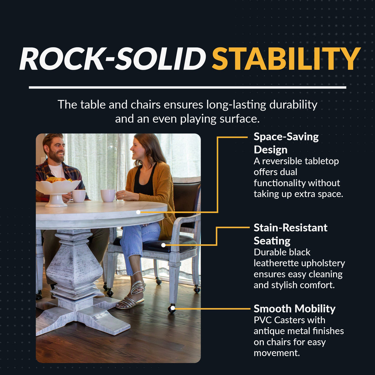 Hathaway Montecito Dining and Poker Table Set - Driftwood