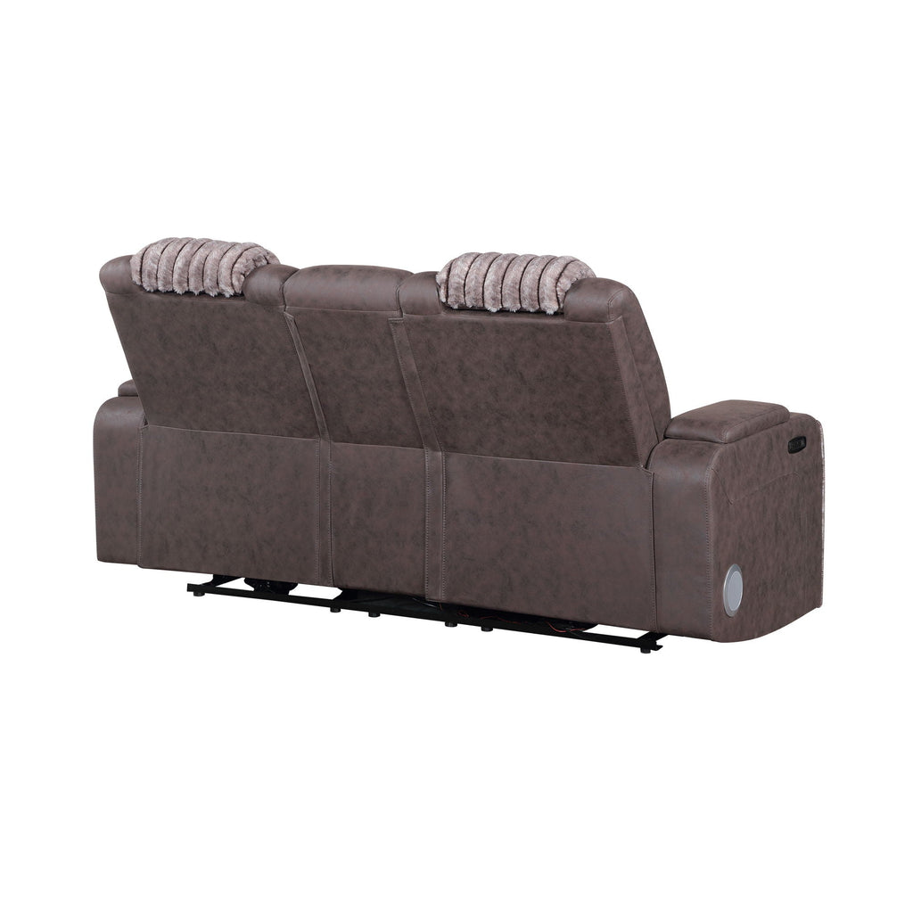 Power Reclining Loveseat with Bluetooth Speaker and Power Headrest - Black, Dark Brown, Dark Gray