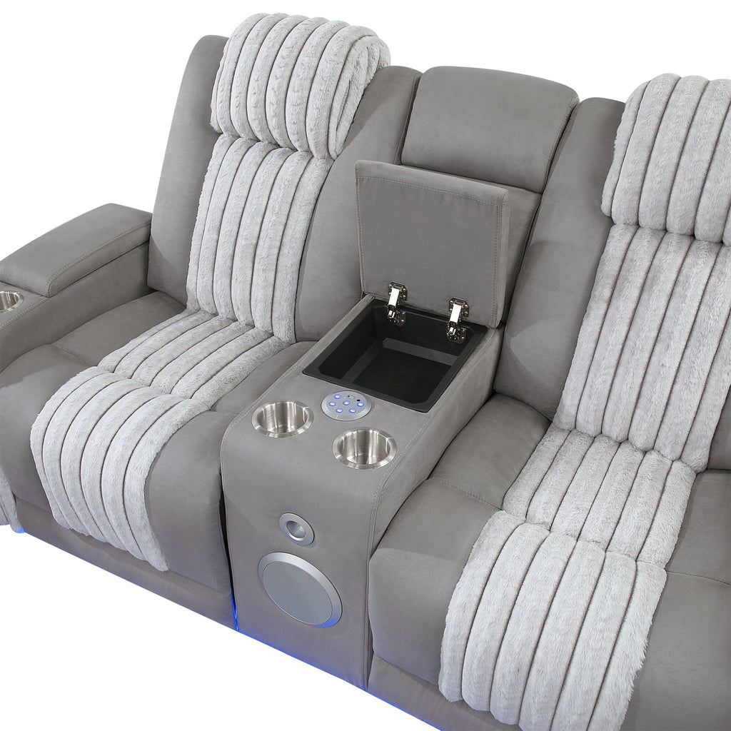 Power Reclining Loveseat with Bluetooth Speaker and Power Headrest - Black, Dark Brown, Dark Gray