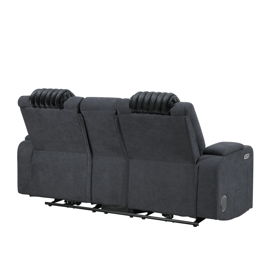 Power Reclining Loveseat with Bluetooth Speaker and Power Headrest - Black, Dark Brown, Dark Gray