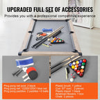 Billiards Table Combo Set, 7ft 3-in-1 Multi Game Table With Dining, Pool, And Tennis Table, Includes Full Set Of Accessories, Wood Color With Grey Cloth, Perfect For Family Game Room Kids Adults