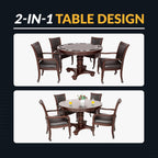 Hathaway Bridgeport 48-in Poker Table and Dining Top with 4 Arm Chairs - Walnut Finish