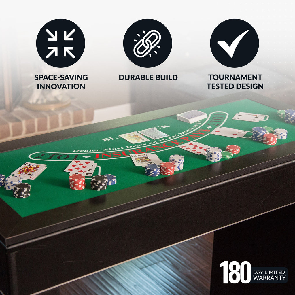 Hathaway Monte Carlo 48-in Roulette Table 4-in-1 Casino Multi-Game Set - Black