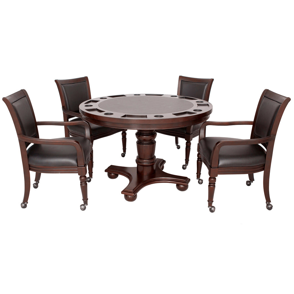 Hathaway Bridgeport 48-in Poker Table and Dining Top with 4 Arm Chairs - Walnut Finish