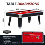Hathaway Jupiter 7-ft Pool Table - Black with Red Felt