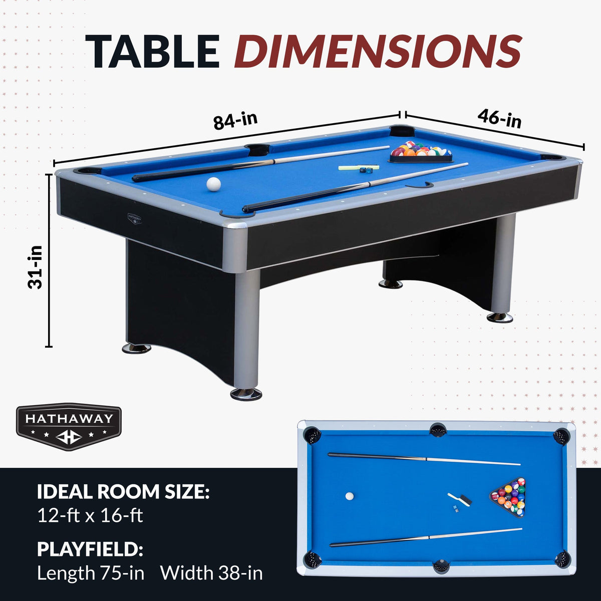 Hathaway Maverick II 7-ft Pool Table with Table Tennis Top - Black with Blue Felt